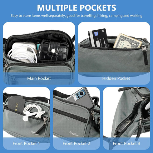 ProCase Fanny Pack Waist Packs for Men Women, Waist Bag Hip Pack for Travel Hiking Running Outdoor Sports -Grey, M...